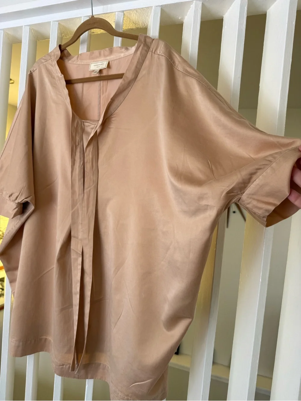 Anthropologie Moulinette Soeurs Tie-Neck Dolman Blush/Soft Rose Gold - Picture 2 of 14